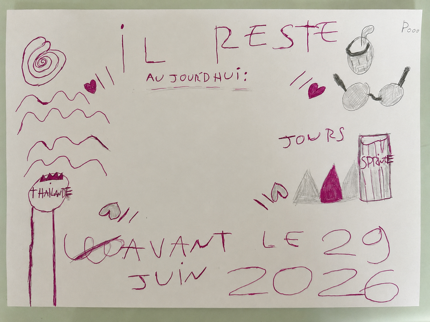 Dessin : compte à rebours pour le départ en Thaïlande
